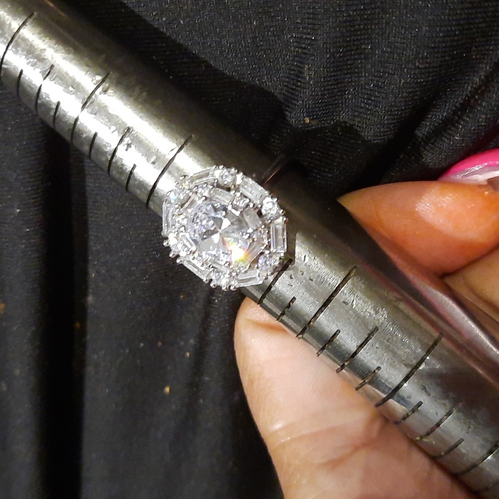 New MASSIVE GENUINE solid sterling silver Belle Luce CZ cocktail ring 9